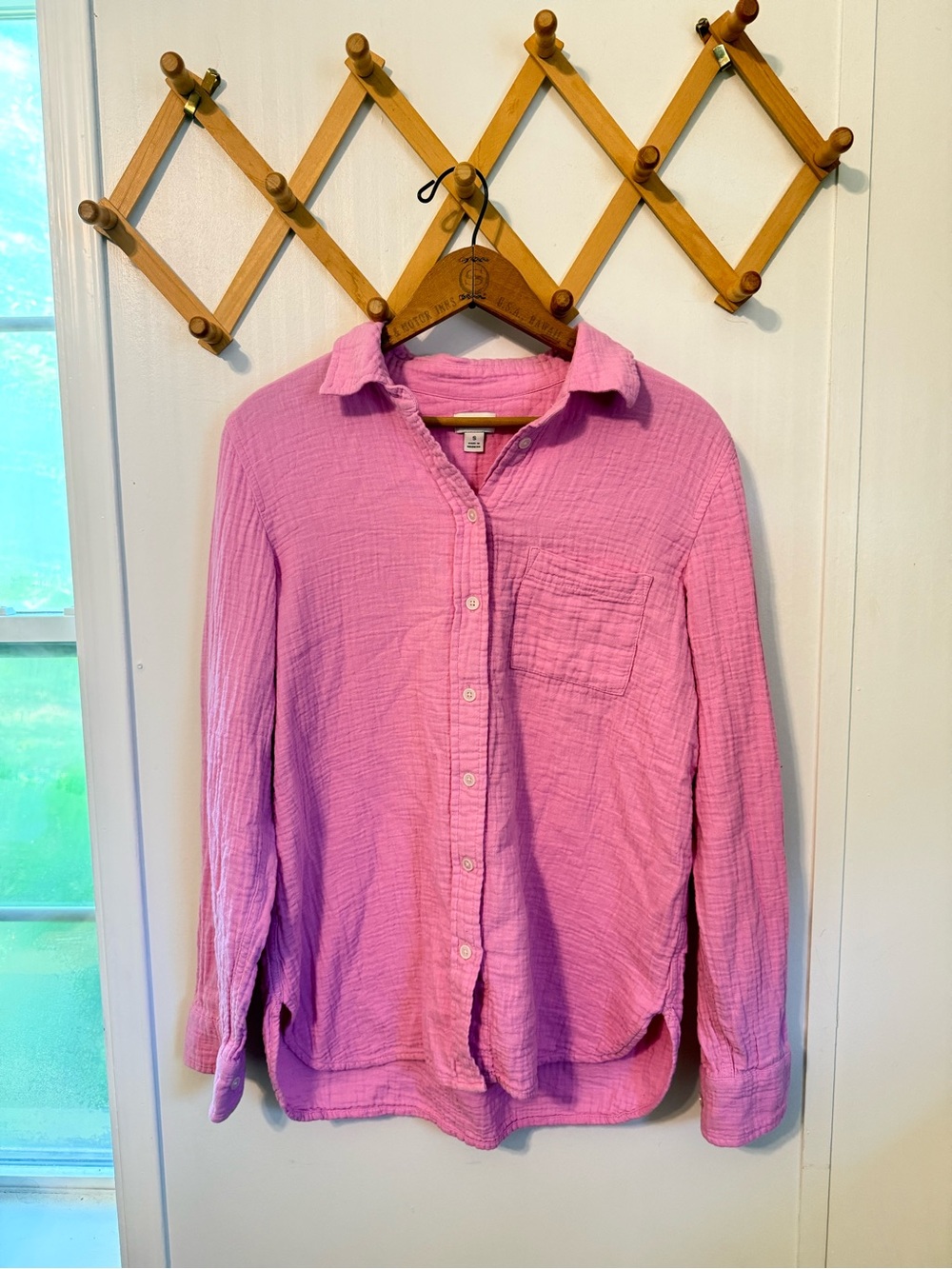 J. Crew Women’s Pink Gauze Button-Down Shirt 100% Cotton